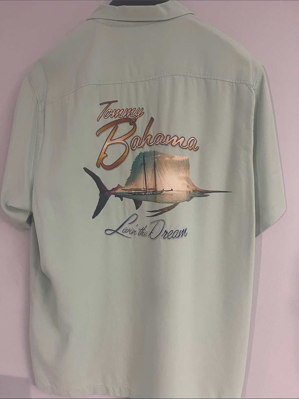 Tommy Bahama Seafoam Short-Sleeve Shirt with Sailfish Graphic